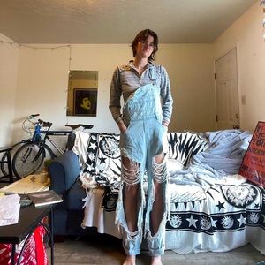 CARMAR Denim Super-Distressed Overalls